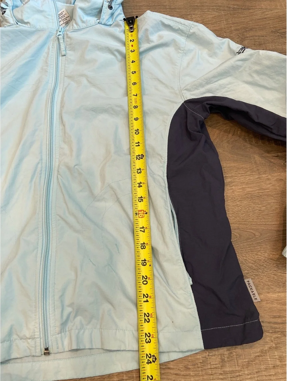 Unisex Columbia Rain Jacket Packable XL Light Blue Adjustable Sportswear